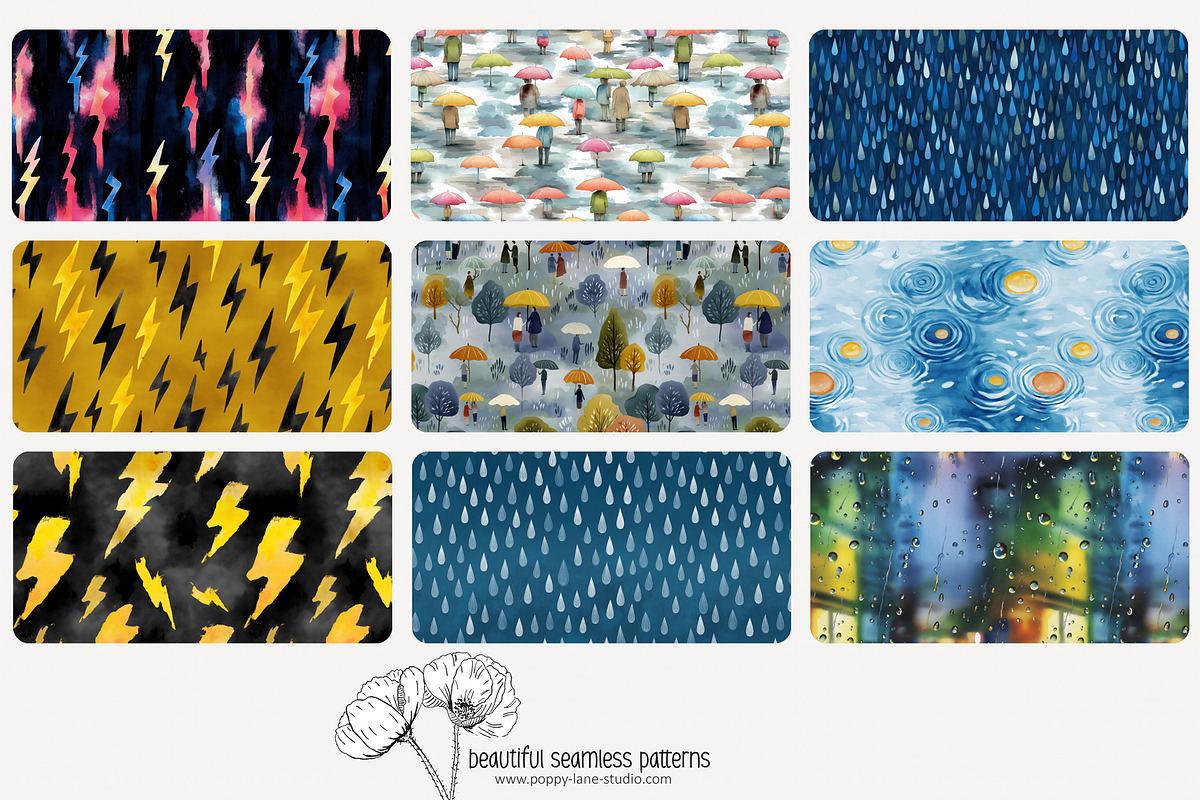 80 rainy weather seamless pattern, a Pattern Graphic by Poppy Lane Studio (Photo 5 of 11)