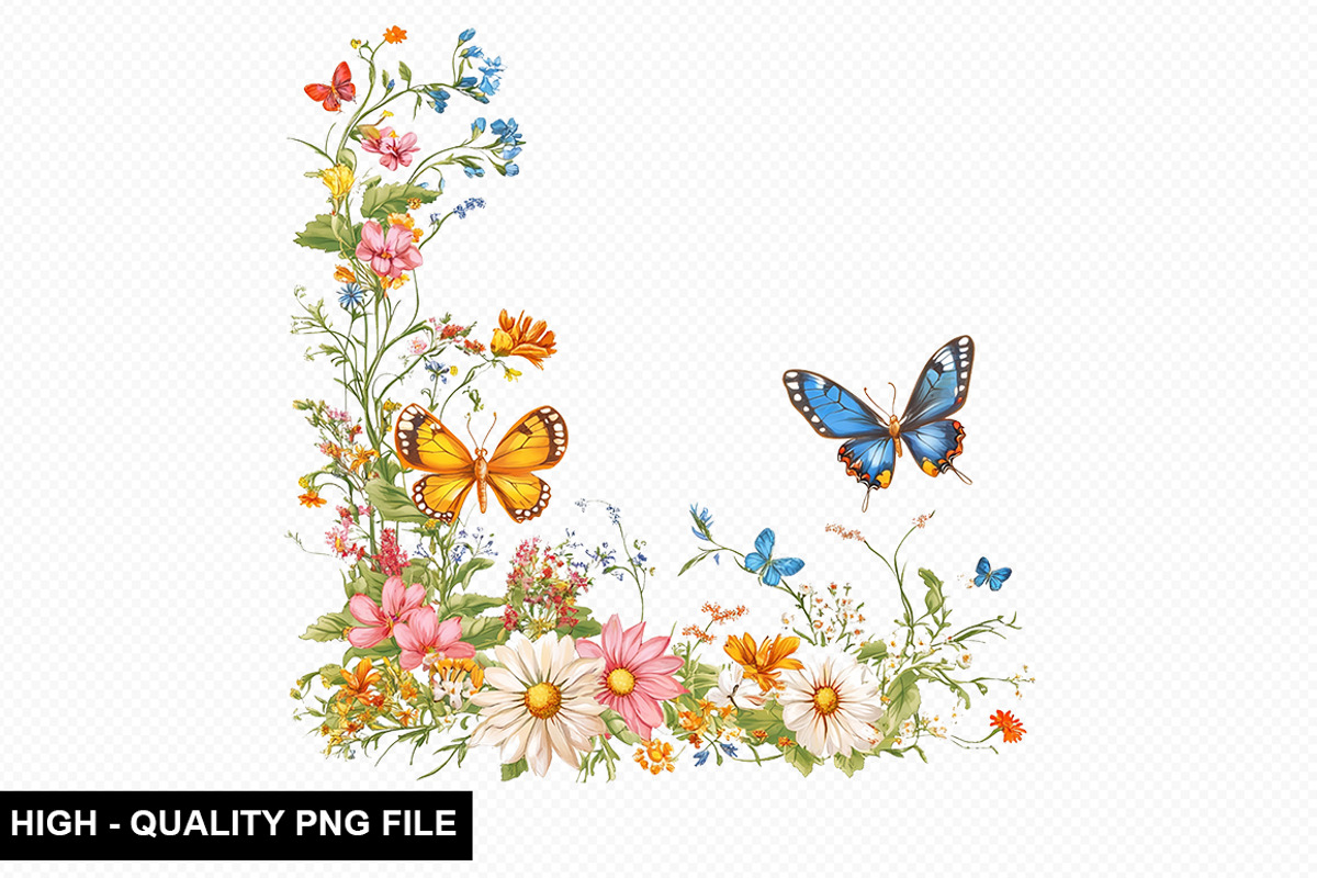 Spring Flower Border Clipart Bundle, an Illustration by crative8112 (Photo 9 of 10)