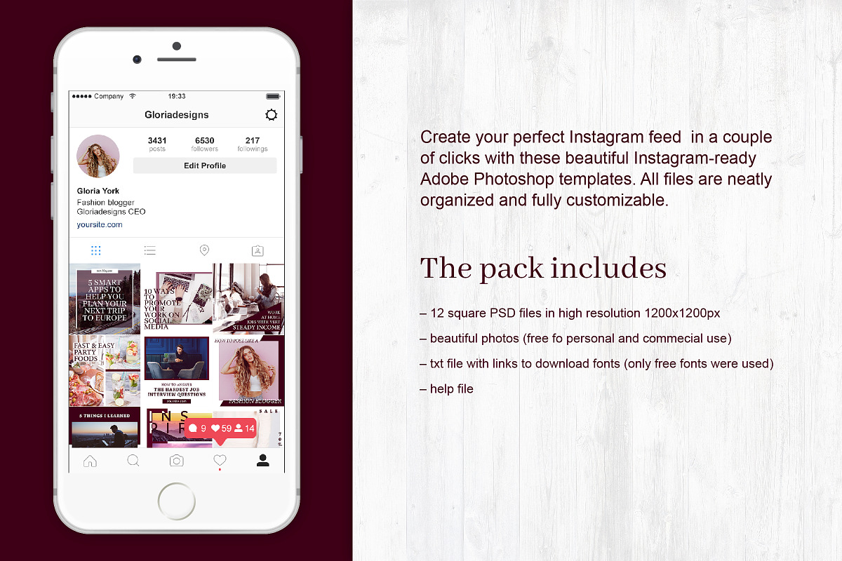 Gloria | Instagram templates pack, a Social Media Template by Nassiie (Photo 2 of 5)