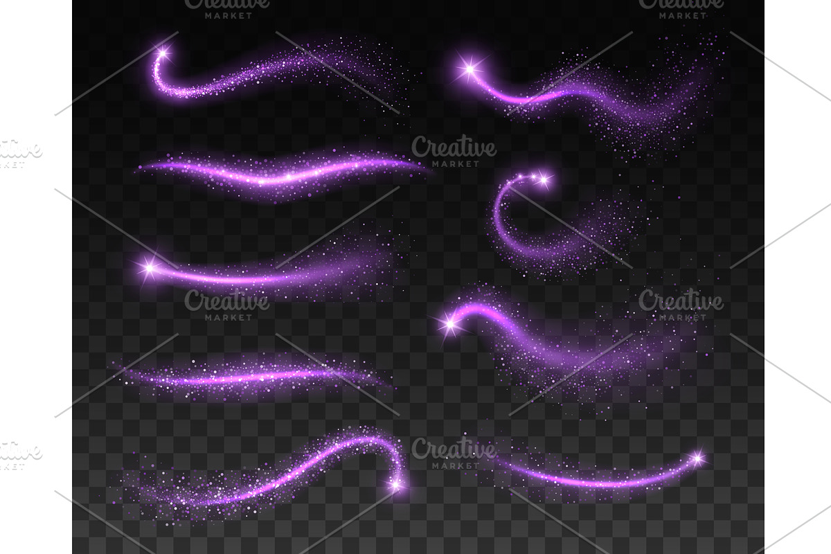 Purple sparks, glitter waves, an Illustration by Vector Tradition