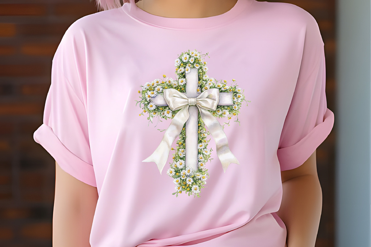 Spring Floral Cross Coquette Bow Cli, an Illustration by RobertsArt (Photo 7 of 7)
