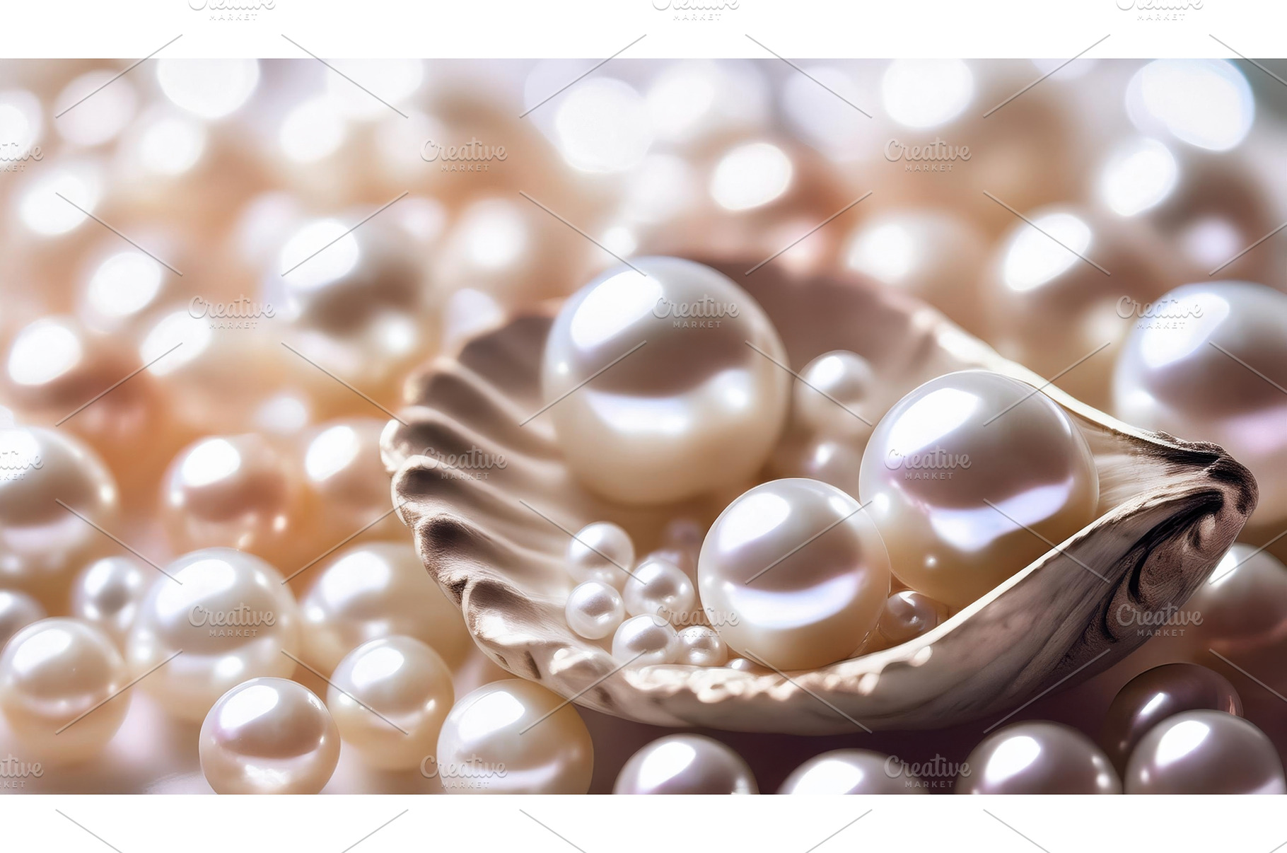 A variety of pearls spilling out of, a Background Photo by Igor Tichonow
