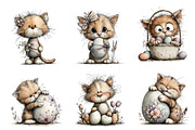 Whimsical Easter Cats Clipart, an Illustration by Dream Creation (Thumbnail 7 of 7)