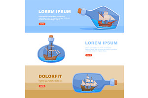 Ships in bottles. minifigures of old, an Object Illustration by Onyx