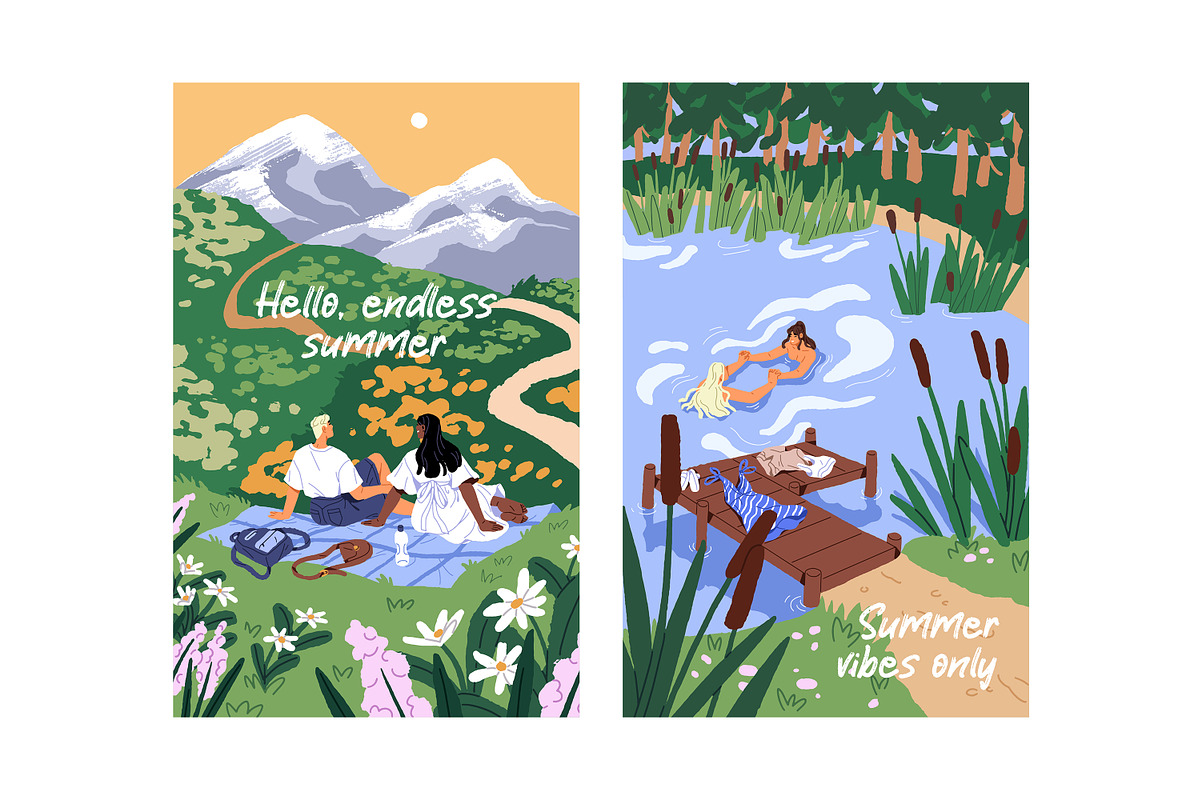 Summer holidays posters set, a Seasonal Illustration by PaperTrident (Photo 3 of 3)
