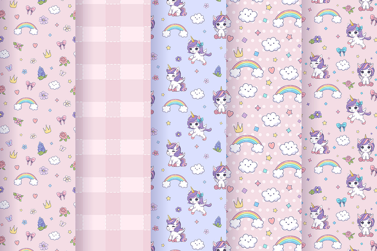 10 Cute  UNICORN Patterns. Vector, a Pattern Graphic by HmarkaShop (Photo 3 of 4)