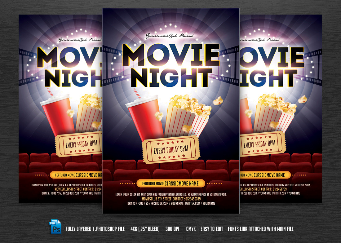 Movie Night Flyer, a Flyer Template by DesignWorkz