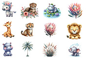 Safari Watercolor Clipart, an Illustration by Designworld (Thumbnail 3 of 5)