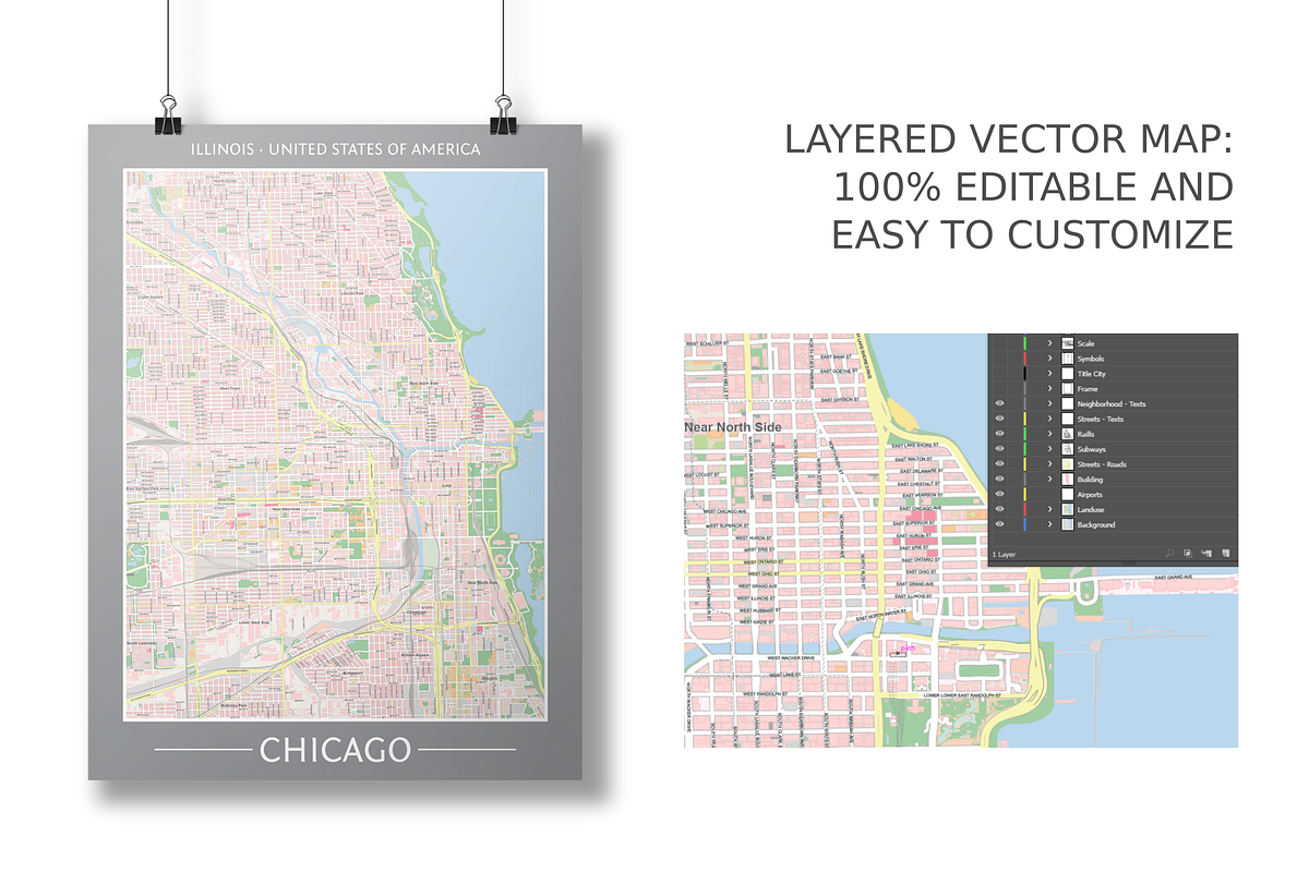 Chicago Street Map - City Map, a Work Illustration by Cartorical (Photo 2 of 4)