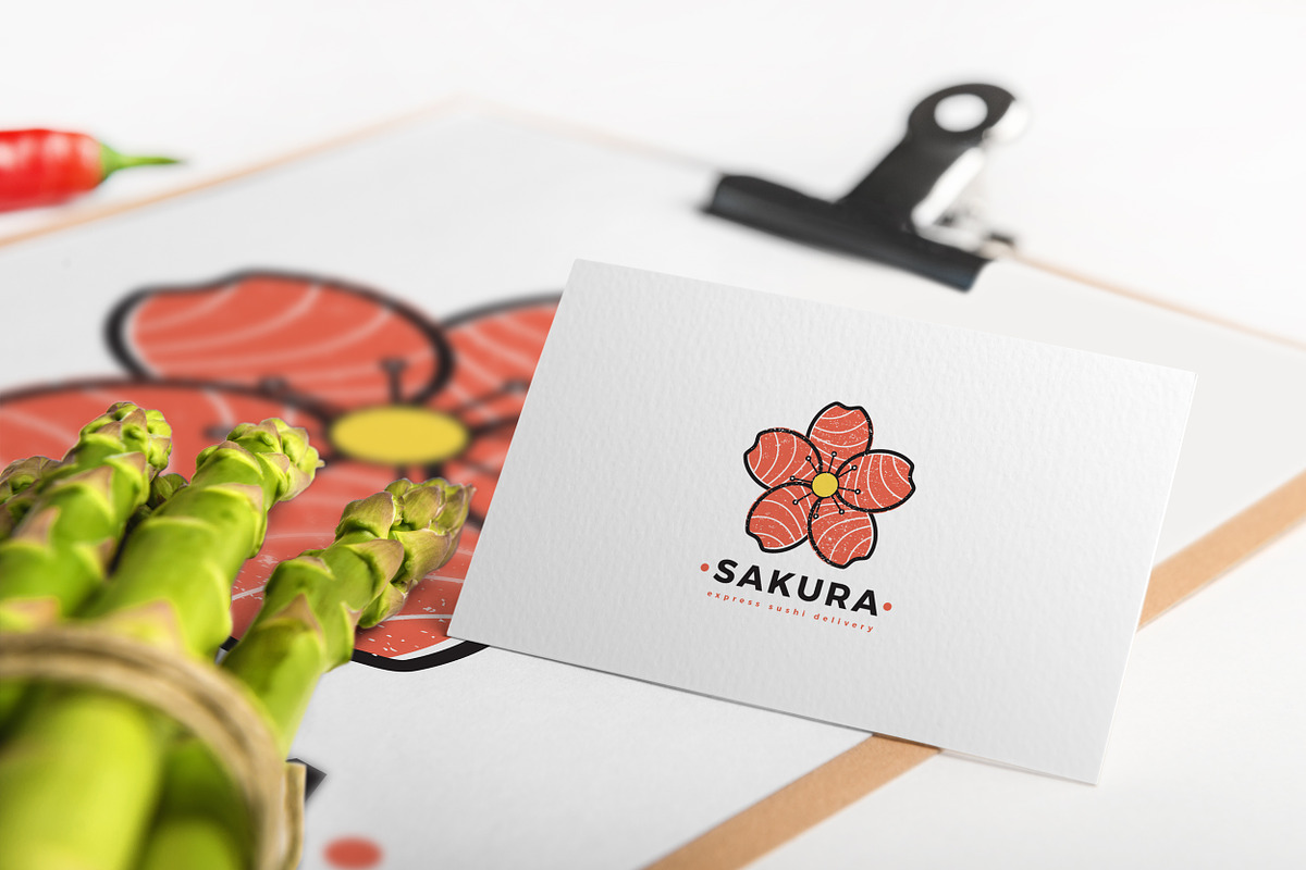 Sakura Sushi Delivery Logo Template, a Branding & Logo Template by ND Design (Photo 3 of 6)