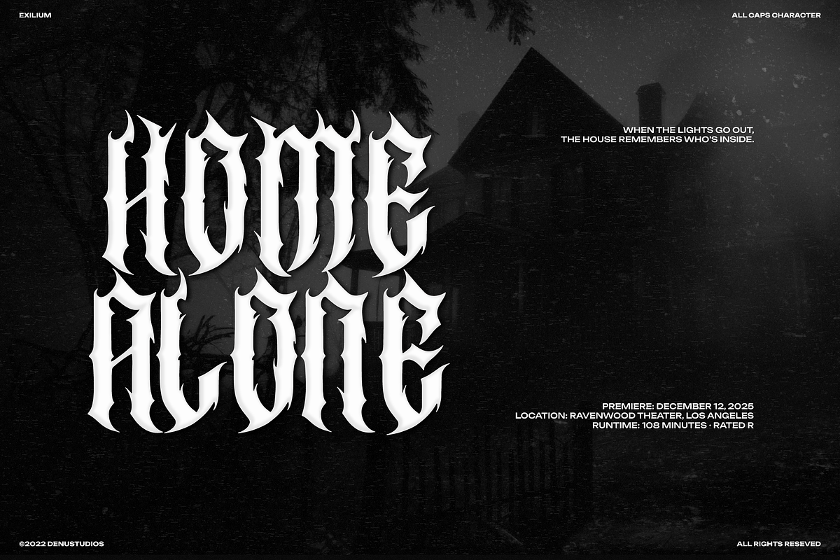 Exilium | Black Metal Font, a Blackletter Font by Denustudios (Photo 8 of 12)