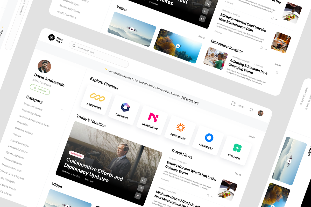 NewsNet - News Dashboard Dashboard, a Websites & App Template by SquidPixey (Photo 3 of 5)