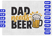 Dad Needs Beer Machine Embroidery, an Illustration by Purpose Ekbal (Thumbnail 1 of 3)