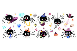 Halloween spiders. Funny spider in, an Animal Illustration by Valerie Bodnar