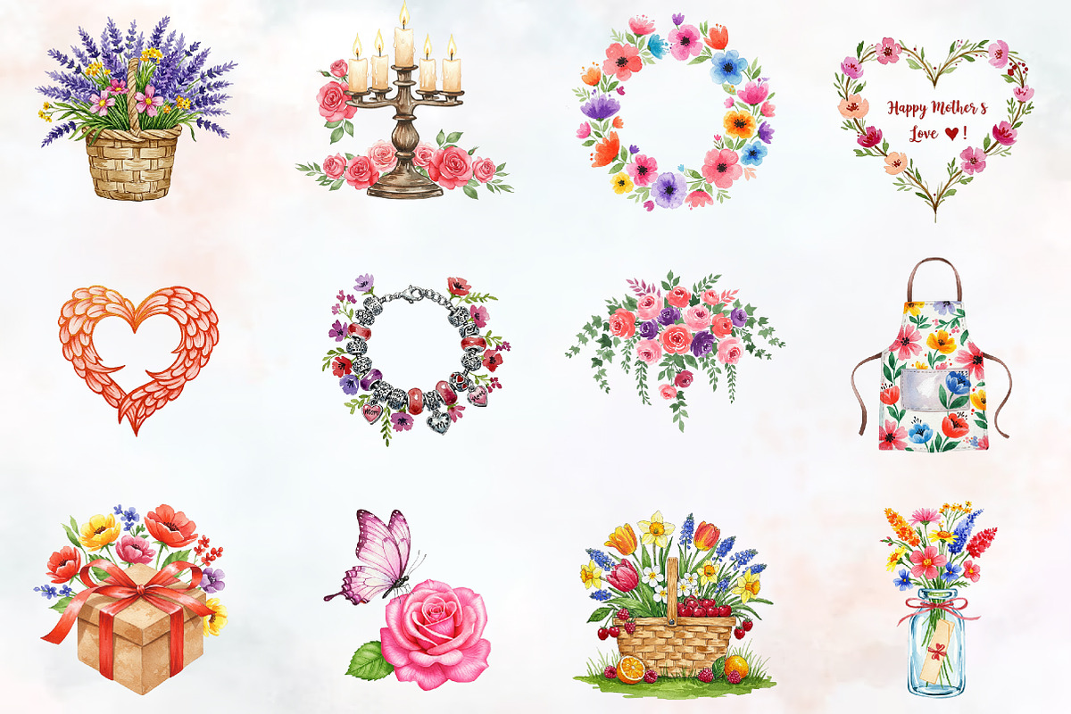 Hand-Painted Mother's Day Clipart, an Illustration by RobertsArt (Photo 2 of 7)