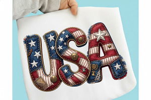 Independence Day USA Patchwork PNG, an Illustration by designcity5