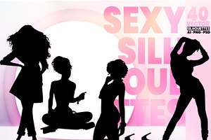 Vector Female Sexy Woman Silhouettes