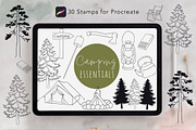 30 Procreate Stamps – Camping set, a Brush Add-On by Mari_Caliart (Thumbnail 1 of 11)