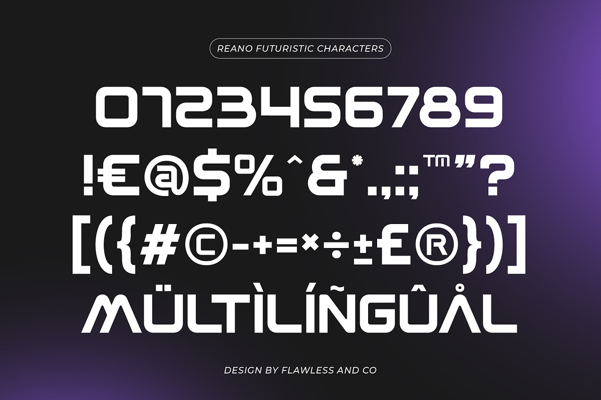 Reano - Futuristic Display Font, a Sans Serif Font by Flawless And Co (Photo 8 of 10)