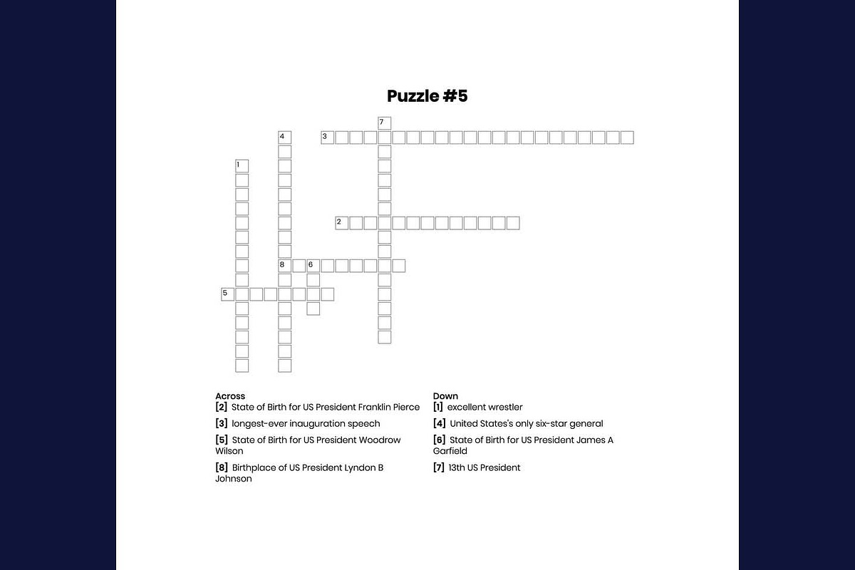 US President Facts Crosswords, an Education Illustration by Sourcedigi (Photo 2 of 4)