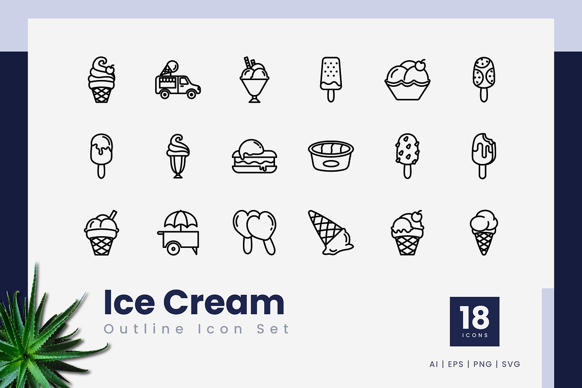 Ice Cream Outline Icons, an Outline Icon by Zeer Graphic (Photo 1 of 2)