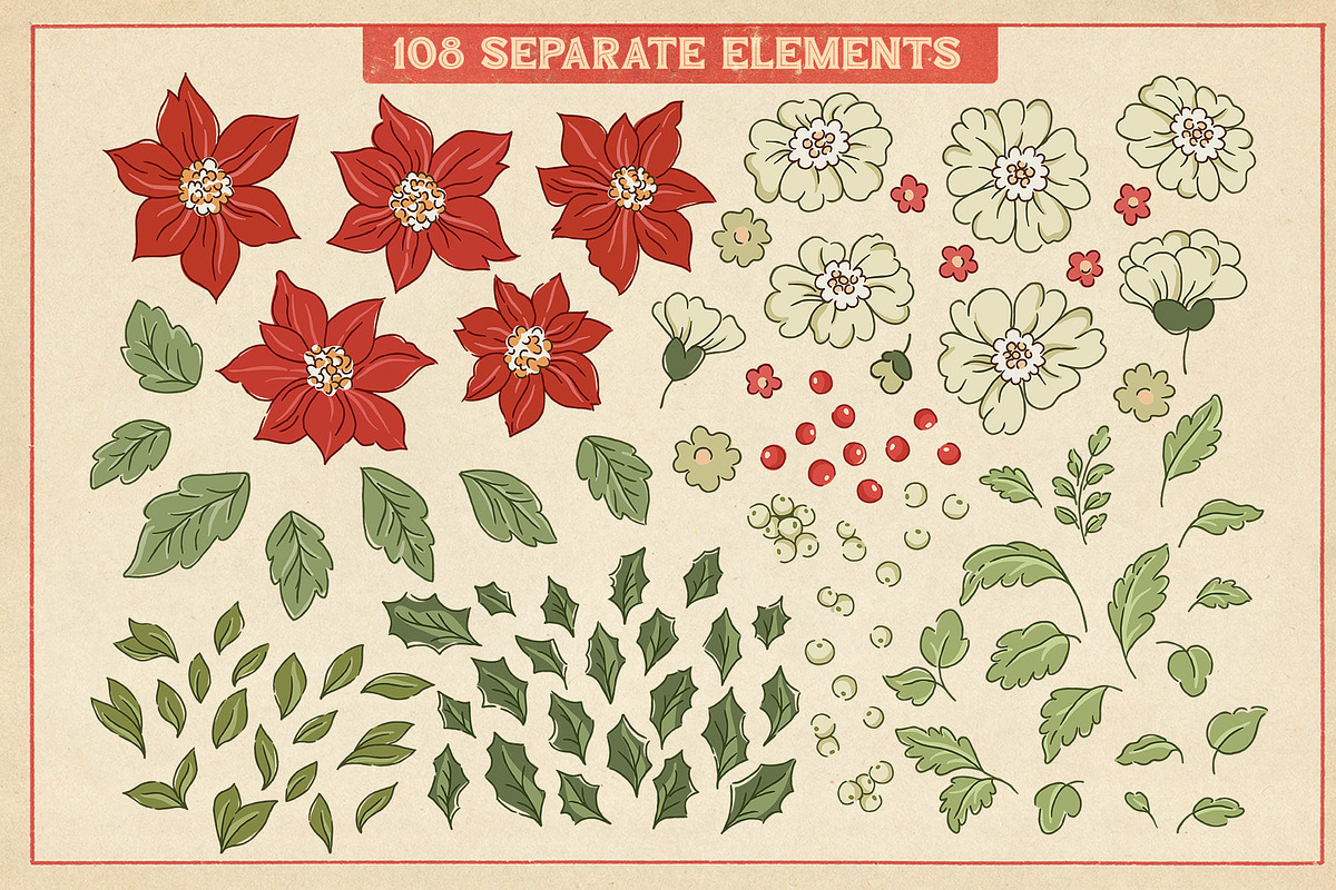 Vintage Christmas Clipart & Patterns, a Pattern Graphic by PATTERNS etc. (Photo 7 of 15)