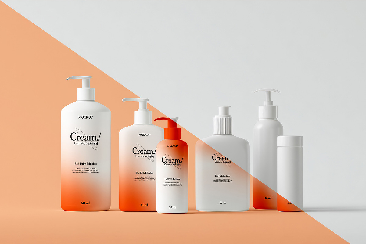 Cosmetic Cream Tube Mockup Bundle, a Packaging Mockup by Mego-studio (Photo 9 of 11)