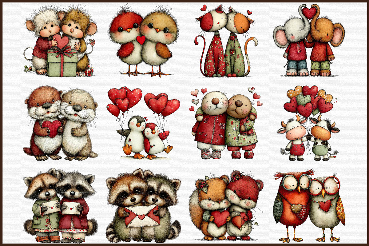 Whimsical Valentine Animal Couples C, an Illustration by Sublimation Artist (Photo 3 of 6)