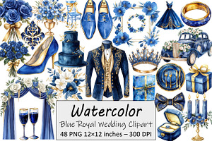 Blue Royal Wedding Clipart, an Illustration by Design Market