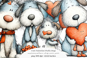 Cute Whimsical Valentine Fluffy Dogs, an Illustration by SinaCreation (Thumbnail 1 of 11)