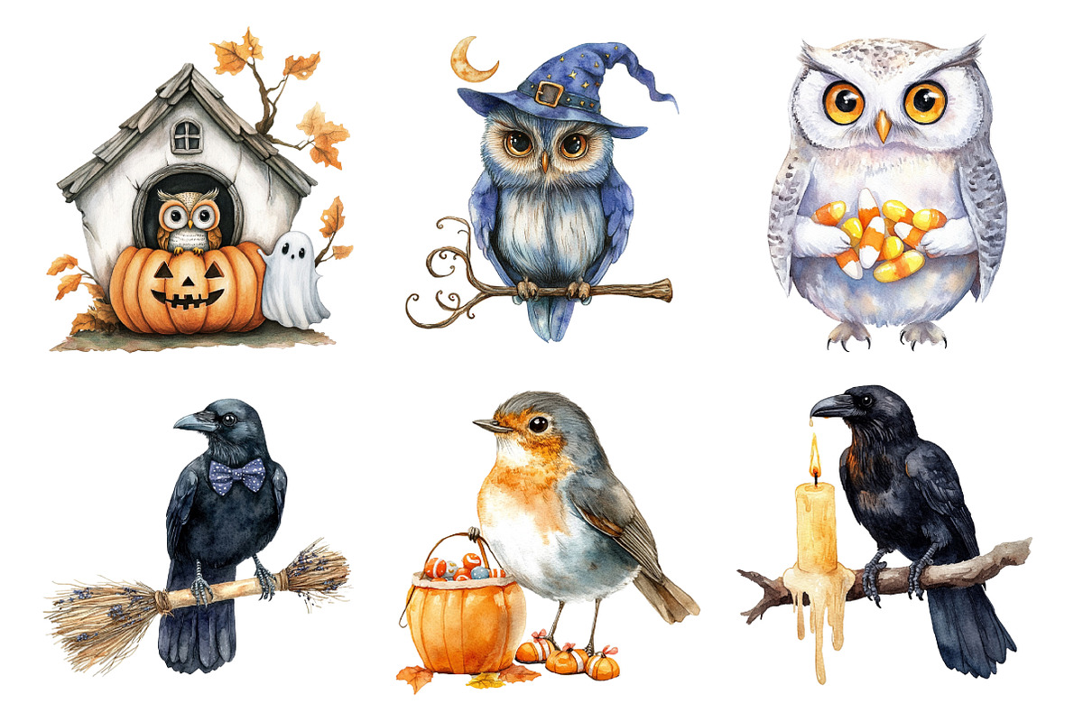 Halloween Birds Clipart, an Illustration by Daily.Designs (Photo 5 of 5)