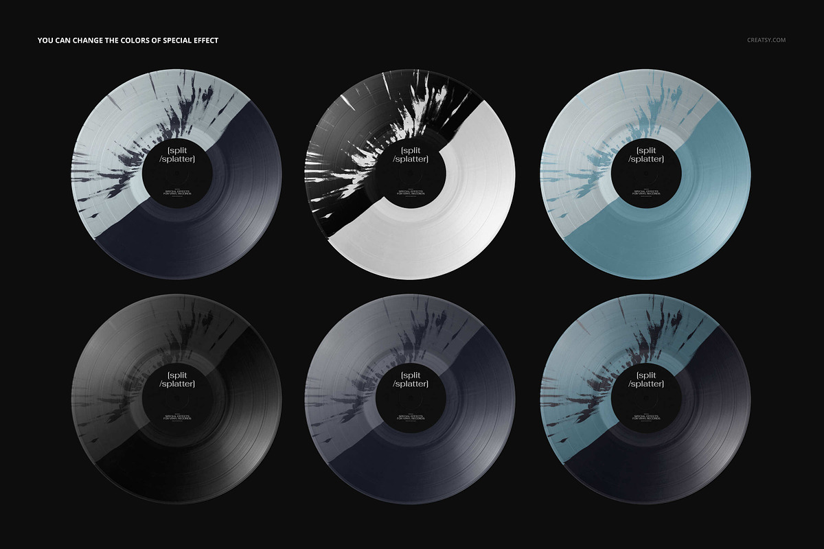 Split Splatter Vinyl Record Mockup, a Merchandise Mockup by creatsy5