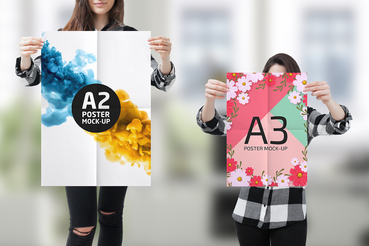 10 Poster Mock-Up (Female Model), a Print Template by Dikarte.Store