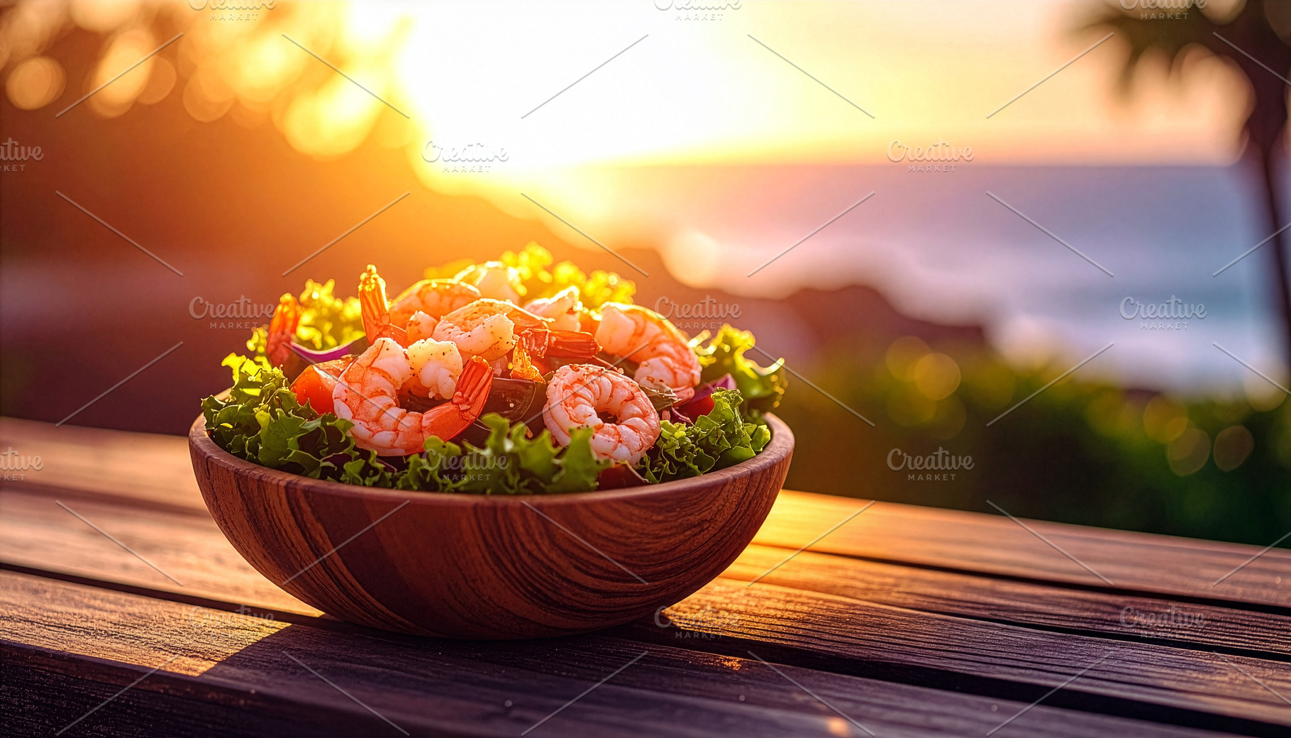 Vibrant shrimp salad with fresh greens and colorful vegetables, lightly dressed, a Food & Drink Photo by DutchDigitalDesign