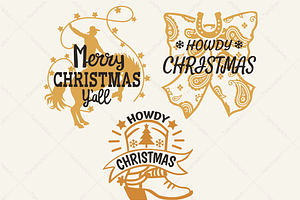 Cowboy Christmas Bundle Western Rode, a Seasonal Illustration by TanchaArt
