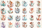 Watercolor Mermaid Clipart, an Illustration by DreamCafeArt (Thumbnail 3 of 3)