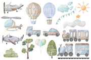 Watercolor transport for baby PNG, a Transportation Illustration by SleptArt (Thumbnail 2 of 4)