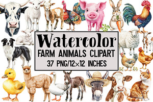 Farm Animals Clipart, an Illustration by Design Market