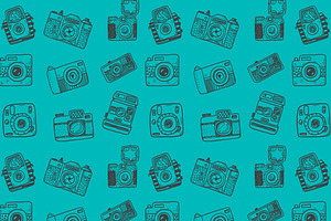 Hand Drawn Camera Set Patterns