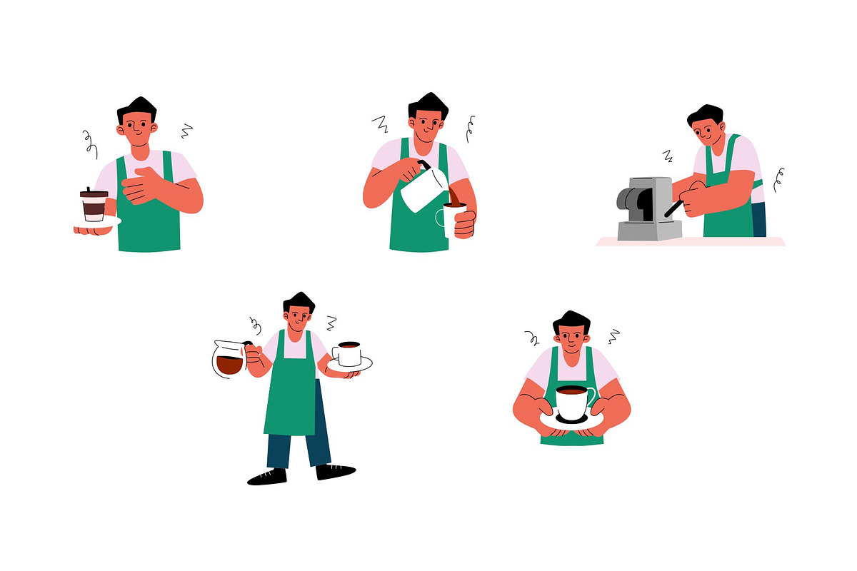 Barista Character Vol 1, a Work Illustration by SLAB! Design (Photo 2 of 3)