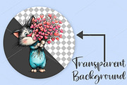 Quirky Cat Heart Valentine Clipart, an Illustration by Canvas Craft (Thumbnail 2 of 7)