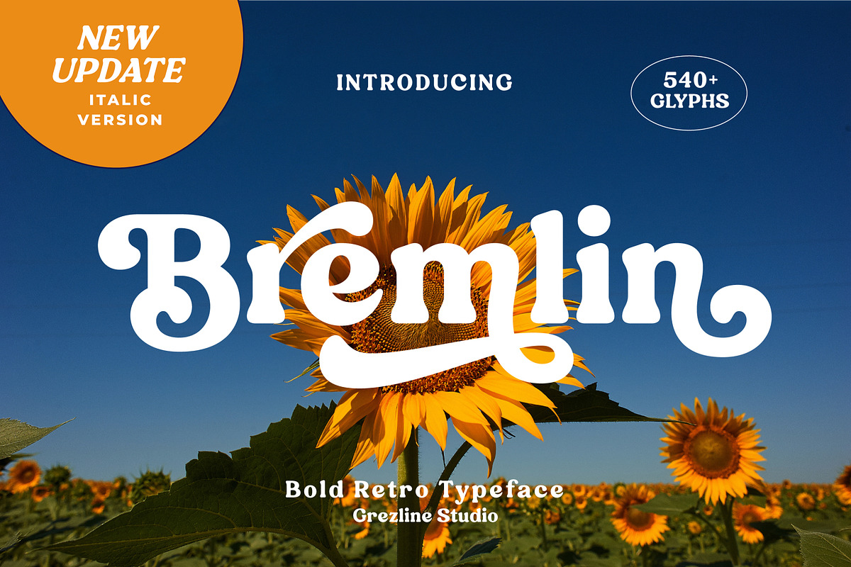 Bremlin - Bold Retro Font - UPDATE!, a Serif Font by Grezline Studio (Photo 1 of 18)