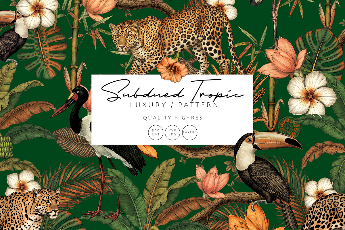 Tropical Wildlife Pattern & Motifs!, a Pattern Graphic by Luiz da Rolt Grathwohl (Photo 1 of 16)