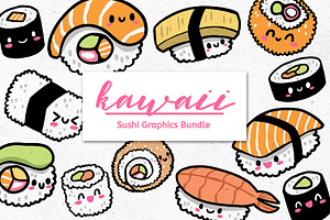Kawaii Sushi Graphics Bundle