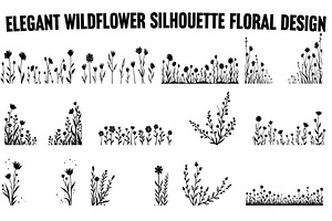 Elegant Wildflower Silhouette, an Illustration by Designer_Momina