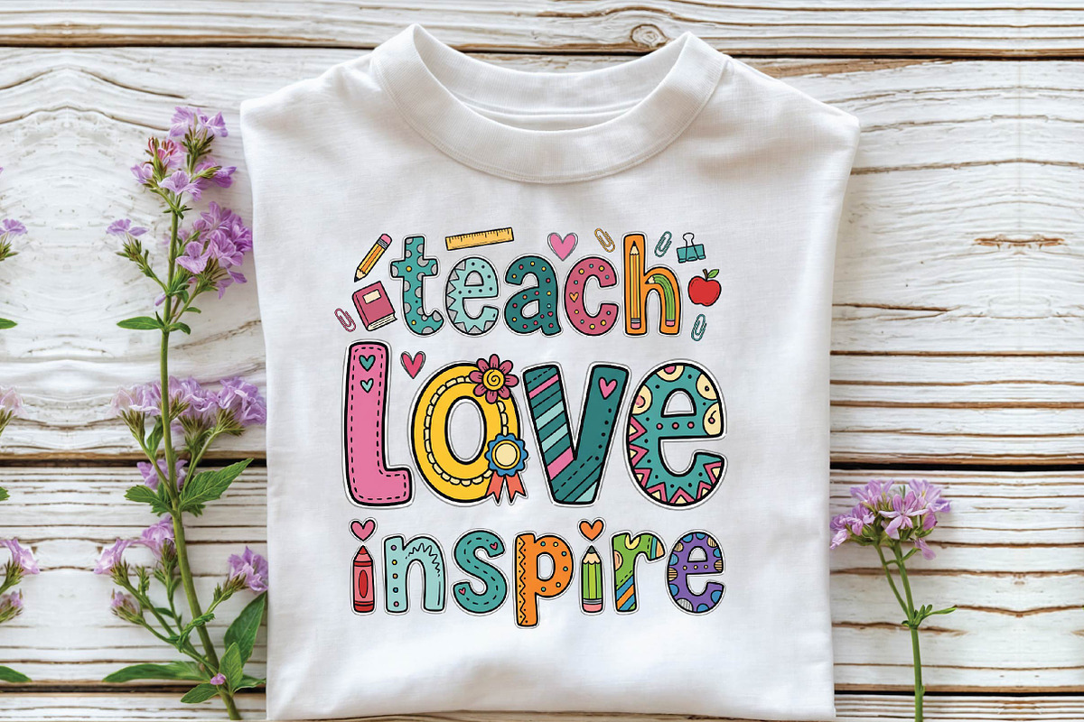 Teach Love Inspire Teacher PNG, a Seasonal Illustration by DreamPrint404 (Photo 2 of 6)