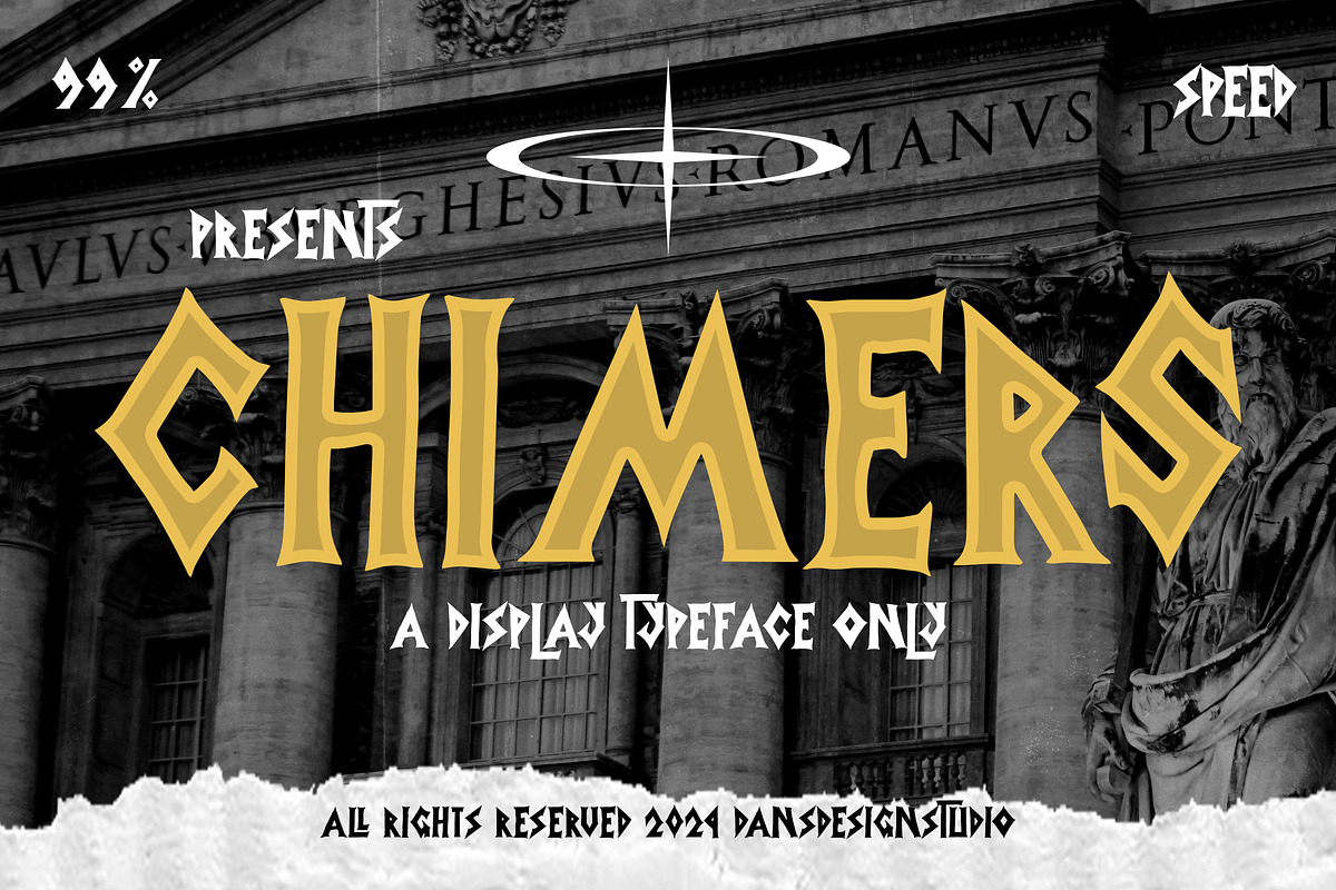 Chimers Graffiti Y2k Display Font, a Blackletter Font by dansdesign (Photo 1 of 9)