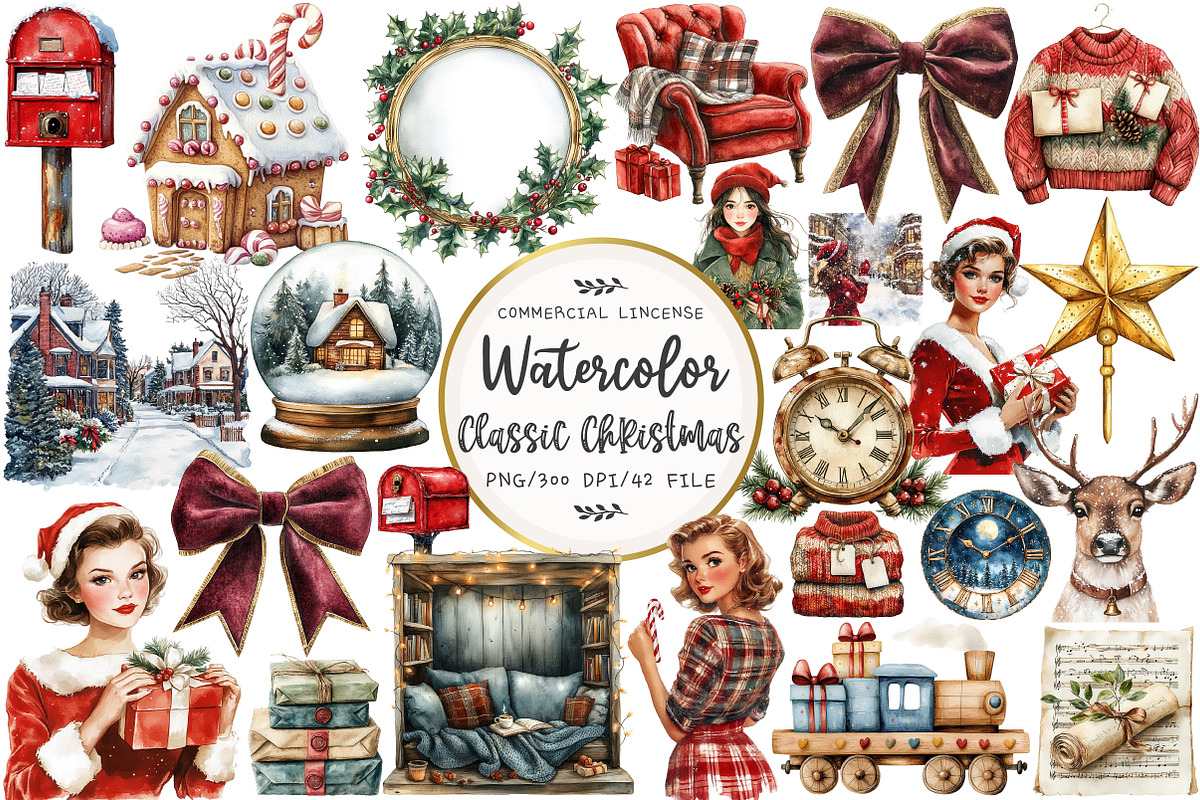 Classic Christmas Clipart, an Illustration by OK Design (Photo 1 of 5)