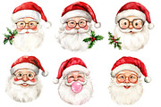 Retro Funny Santa Claus Face Clipart, an Illustration by Designworld (Thumbnail 4 of 6)