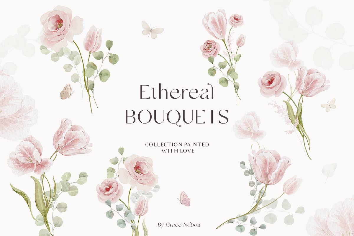 Watercolor pink blush tulips flowers, a Decorative Illustration by Grace Noboa Illustrations (Photo 7 of 8)